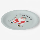 Golf Weihnachtsfeier Pappteller (Schrägansicht)