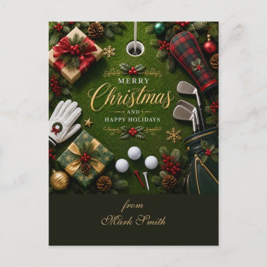 Golf-Weihnachtsfeier Postkarte (Vorderseite)