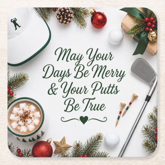 Golf Weihnachtsfeier Rechteckiger Pappuntersetzer (Vorderseite)