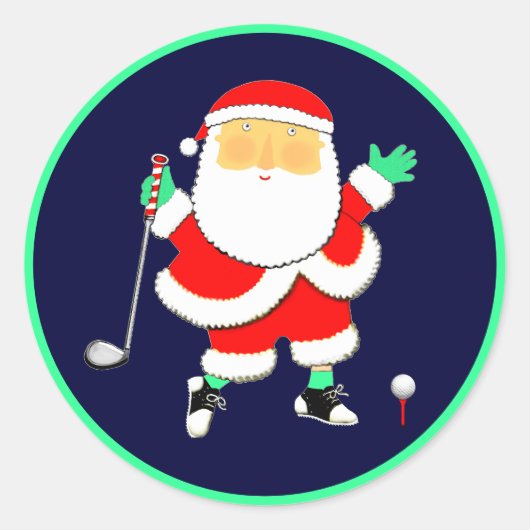 Golf-Weihnachtsfeier Runder Aufkleber (Vorderseite)