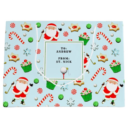 Golf Weihnachtsfeiertag Große Geschenktüte (Vorderseite)