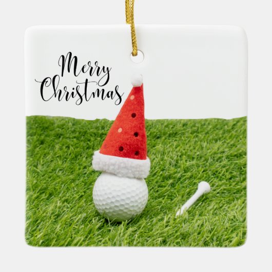 Golf Weihnachtsfeiertag mit Golfball für Golfer Keramikornament (Vorderseite)