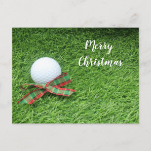 Golf Weihnachtsfeiertag mit Golfball und Band Postkarte