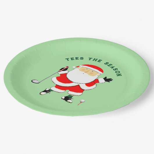 Golf Weihnachtsfeiertag Pappteller (Schrägansicht)