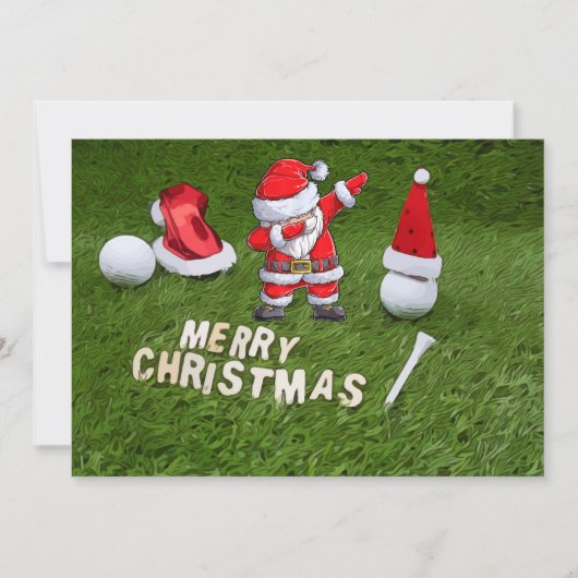 Golf Weihnachtsfeiertag und Golfball Weihnachtsman Feiertagskarte (Vorderseite)