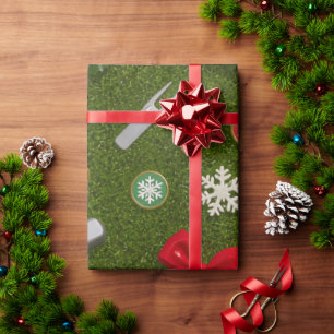 Golf-Weihnachtsgeräte-Muster auf grünem Gras Geschenkpapier