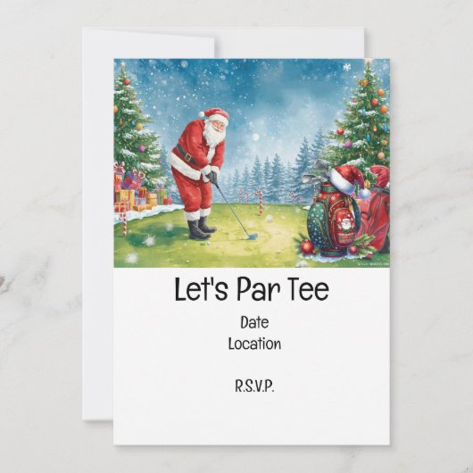 Golf Weihnachtsgeschenk mit Santa Golfer auf der G Einladung (Vorderseite)