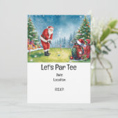 Golf Weihnachtsgeschenk mit Santa Golfer auf der G Einladung (Stehend Vorderseite)