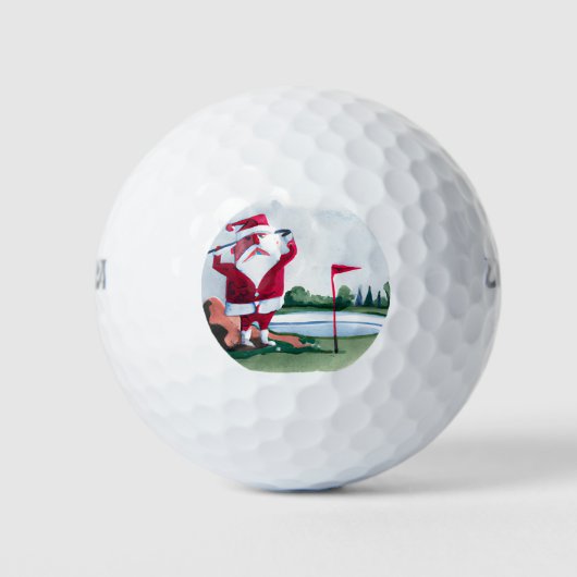 Golf Weihnachtsgeschenk mit Santa Golfer auf der G Golfball (Vorderseite)