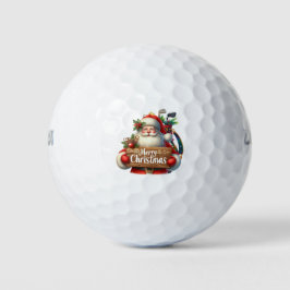 Golf Weihnachtsgeschenk mit Santa Golfer auf der G Golfball