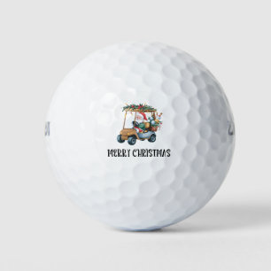 Golf-Weihnachtsgeschenk mit Santa-Golfer fährt Kar Golfball