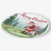 Golf Weihnachtsgolfen Santa Golfer auf Golfflagge Pappteller (Schrägansicht)