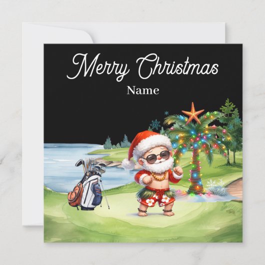 Golf Weihnachtskarte mit dem Weihnachtsmann aus Ha (Vorderseite)