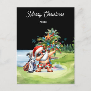 Golf Weihnachtskarte mit dem Weihnachtsmann aus Ha Postkarte