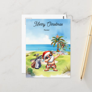 Golf Weihnachtskarte mit dem Weihnachtsmann aus Ha Postkarte