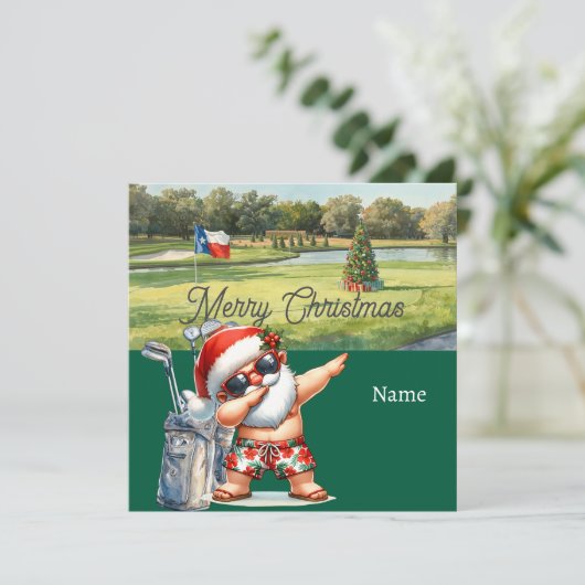 Golf Weihnachtskarte mit dem Weihnachtsmann aus Te (Stehend Vorderseite)