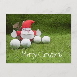 Golf Weihnachtskarte mit dem Weihnachtsmann und Go Postkarte