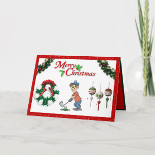 Golf‑Weihnachtskarte mit einer Cartoonfigur Karte
