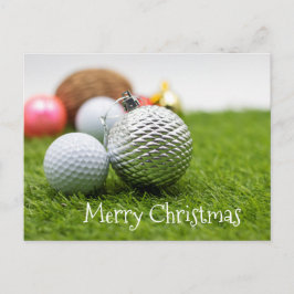 Golf Weihnachtskarte mit Golf Ball Verzierung Postkarte