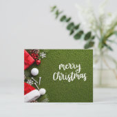 Golf-Weihnachtskarte mit Golf und Tee auf Grün (Stehend Vorderseite)