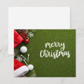 Golf-Weihnachtskarte mit Golf und Tee auf Grün (Vorne/Hinten)