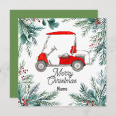 Golf Weihnachtskarte mit Golfwagen für Golfer (Vorne/Hinten)