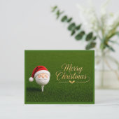 Golf-Weihnachtskarte mit Santa-Hut auf Grün (Stehend Vorderseite)