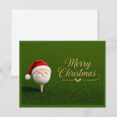 Golf-Weihnachtskarte mit Santa-Hut auf Grün (Vorne/Hinten)