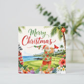 Golf-Weihnachtskarte mit Weihnachtsmann aus Hawaii (Stehend Vorderseite)