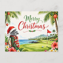 Golf-Weihnachtskarte mit Weihnachtsmann aus Hawaii