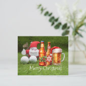 Golf Weihnachtskarte mit Weihnachtsmann und BIER (Stehend Vorderseite)