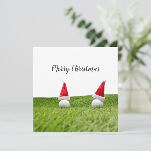 Golf Weihnachtskarte mit Weihnachtsmannmütze auf G (Stehend Vorderseite)