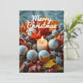 Golf Weihnachtskerze Feiertagskarte (Stehend Vorderseite)