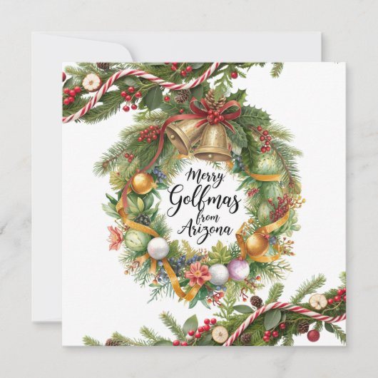 Golf-Weihnachtskranz für Golfer mit Golfball Karte (Vorderseite)