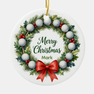 Golf-Weihnachtskranz Keramik Ornament