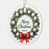 Golf-Weihnachtskranz Keramik Ornament (Links)