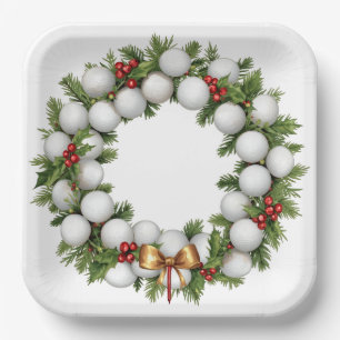 Golf-Weihnachtskranz mit Golfball-Kranz Pappteller