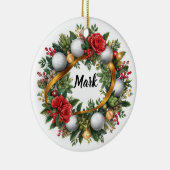 Golf-Weihnachtskranz mit Golfernamen Keramik Ornament (Rechts)