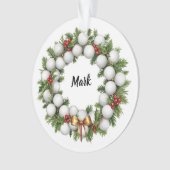 Golf-Weihnachtskranz mit Golfernamen Ornament (Vorderseite)