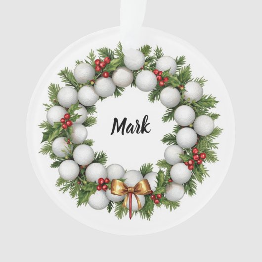 Golf-Weihnachtskranz mit Golfernamen Ornament (Vorderseite)