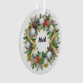 Golf-Weihnachtskranz mit Golfernamen Ornament (Vorderseite)
