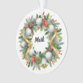 Golf-Weihnachtskranz mit Golfernamen Ornament (Vorderseite)