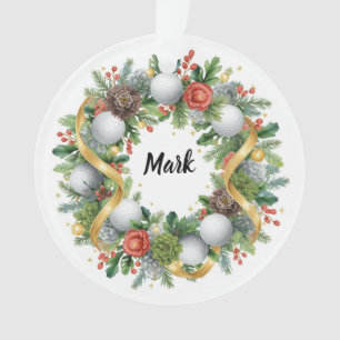 Golf-Weihnachtskranz mit Golfernamen Ornament