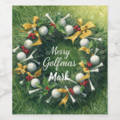 Golf-Weihnachtskranz mit Golfernamen Weinetikett (Einzelnes Label)