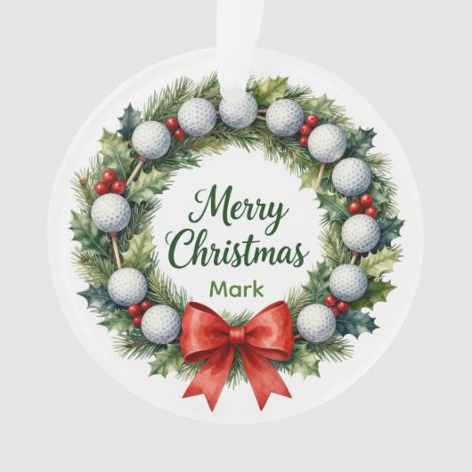 Golf-Weihnachtskranz Ornament (Vorderseite)