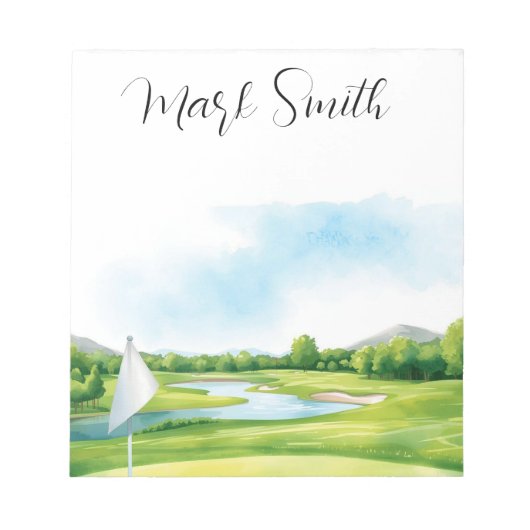Golf-Weihnachtskurs mit Namensgeschenken für Golfe Notizblock (Vorderseite)