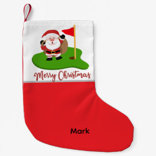 Golf-Weihnachtsmann Golfer mit Frohe Weihnachten Kleiner Weihnachtsstrumpf