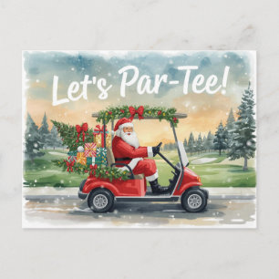 Golf-Weihnachtsmann im roten Wagen – Lustige Let-P Postkarte