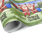 Golf Weihnachtsmann mit grüner Flagge Geschenkpapier (Rolleneckpunkt)