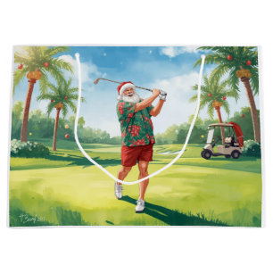 Golf-Weihnachtsmann spielt Golf  Große Geschenktüte